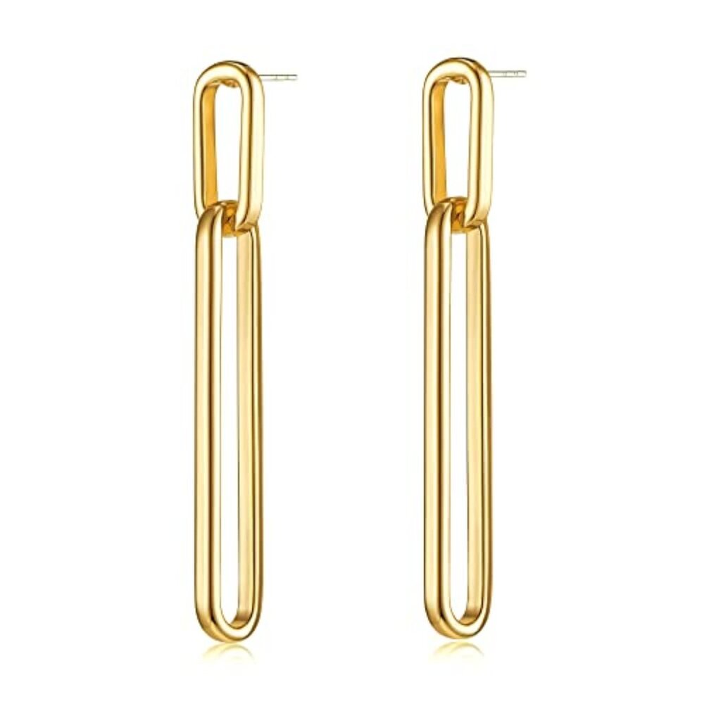 Gold Long Drop‎ Earrings for Women Geometric Dangle Earrings Gold Statement